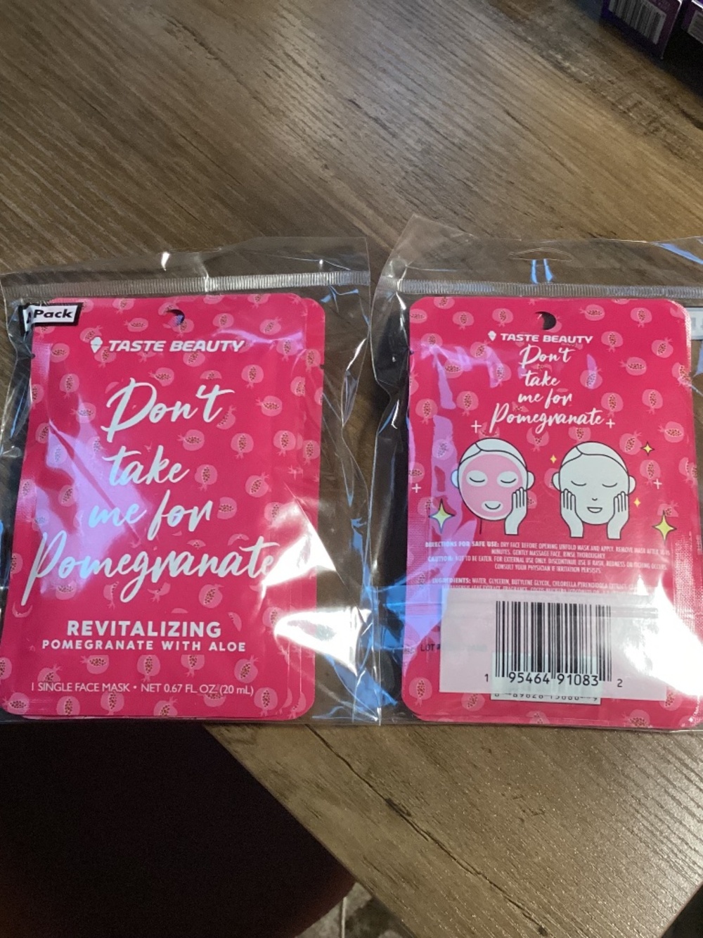 Taste Beauty Revitalizing Pomegranate with Aloe Single Face Mask Bundle